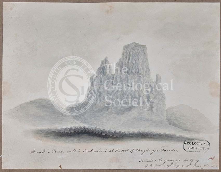 ‘Basaltic tower called Castro Levit at the foot of Magilligan Facade’