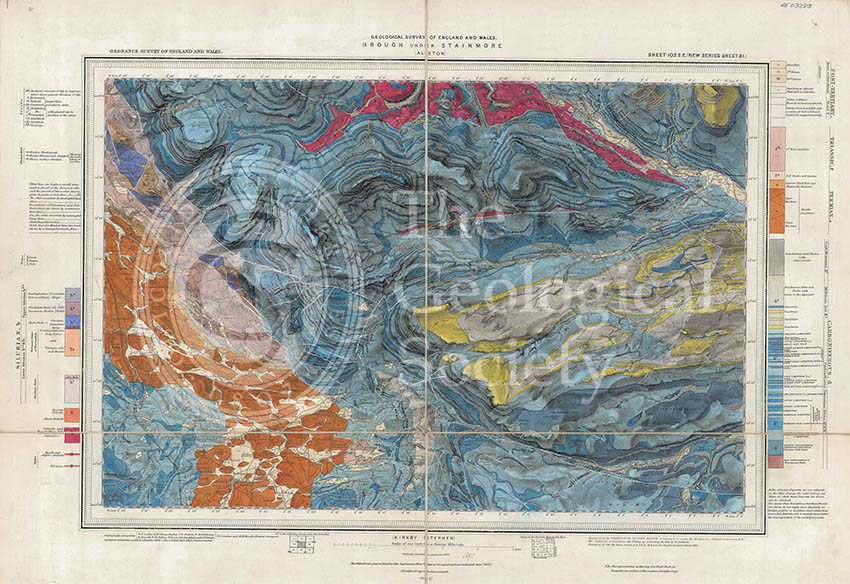 Geological map of Brough-under-Stainmore (Geological Survey of England & Wales, 1893)