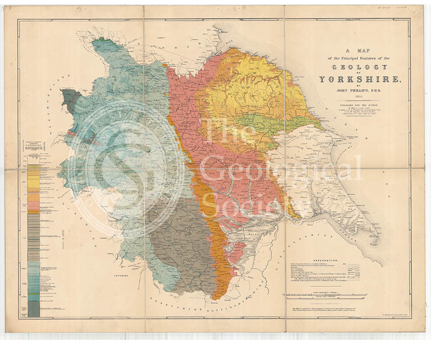 A Map of the Principal Features of the Geology of Yorkshire (Phillips, 1853)