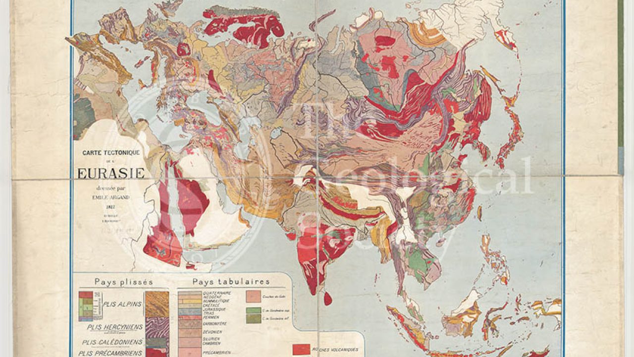 Carte tectonique de lEurasie (Argand, 1928)Geological Society Picture  Library