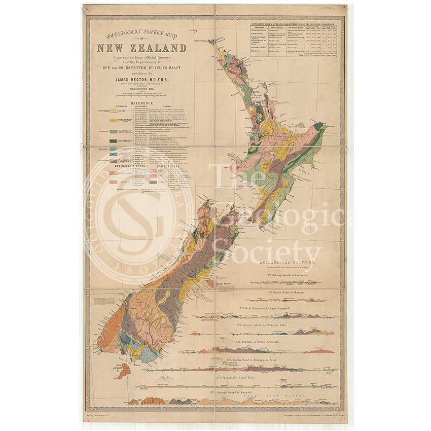 Map of New Zealand (James Hector, 1873)