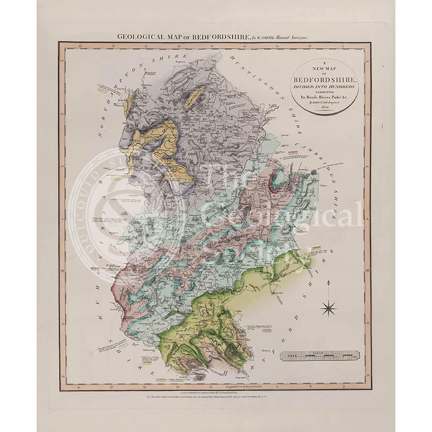 Geological Map of Bedfordshire (William Smith, 1820)