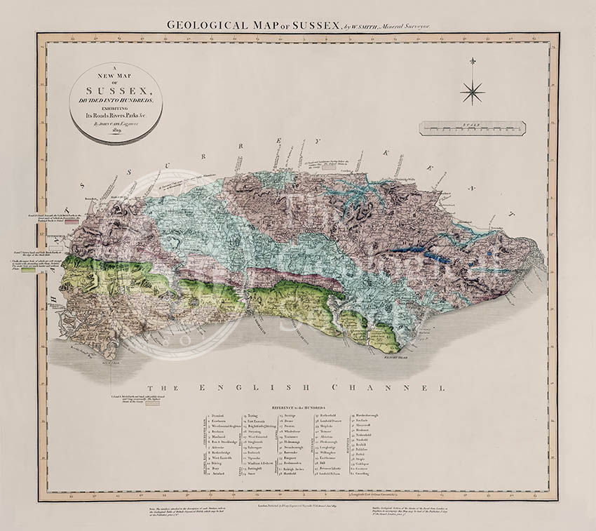 Geological Map of Sussex (William Smith, 1819)