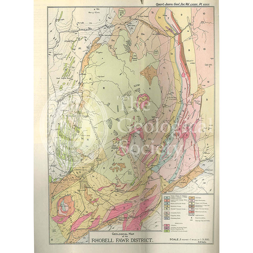 Geological Map of the Rhobell Fawr District (Wells, 1925)