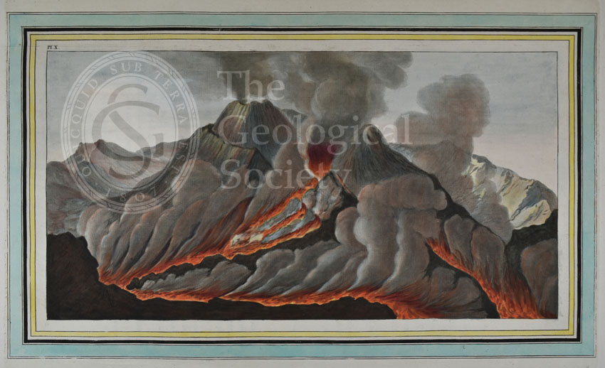 Plate X: Interiour [sic] view of the crater of mount Vesuvius…