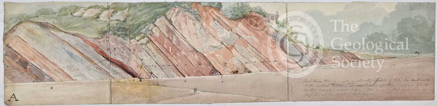 Long section probably showing limestone strata around Bristol