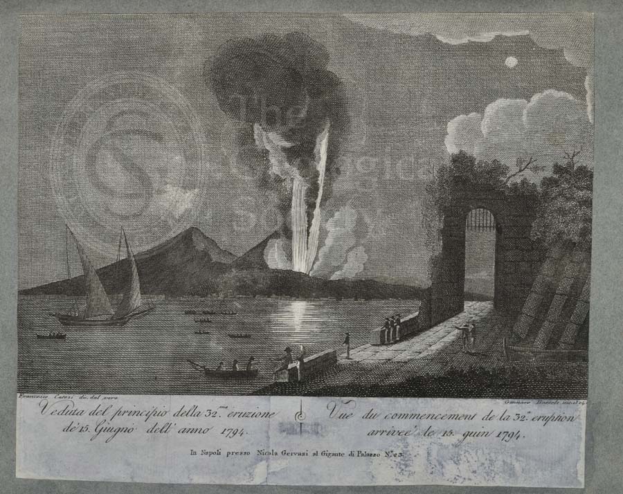 View of beginning of the 32nd eruption of Mount Vesuvius, 15 June 1794