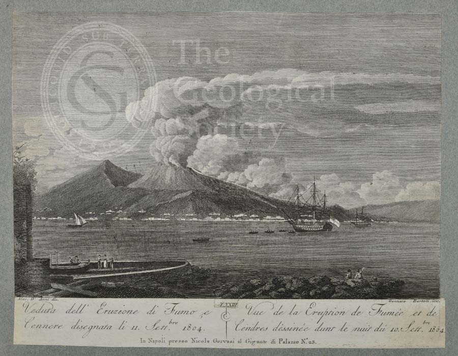 View of the eruption of smoke and ash from Mount Vesuvius, 11 September 1804